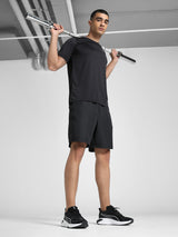 Mens Black Polyester Regular Sports Half Sleeves Tshirt