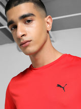 Mens Red Polyester Regular Sports Half Sleeves Tshirt