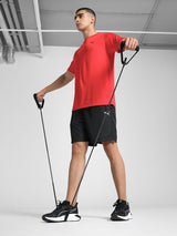 Mens Red Polyester Regular Sports Half Sleeves Tshirt