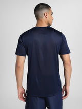 Mens Blue Polyester Regular Sports Half Sleeves Tshirt