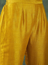 Women's Yellow Gracefully Beaded Yoke Kurta Paired with Solid Trouser and Dupatta