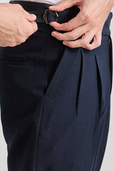 Men's Navy Formal Slim Fit Solid Trouser