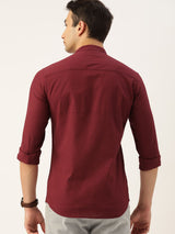 Men's Slim Fit Solid Full Sleeves Mandarin Collar Casual Shirt