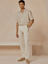Men's Beige Casual Relaxed Fit Solid Half Sleeves Shirt