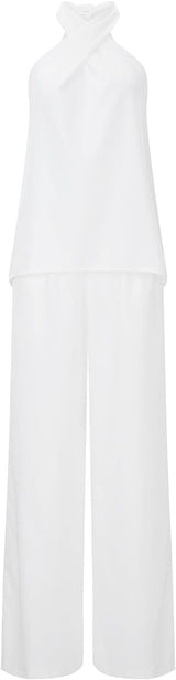 Women's White Casual Regular Fit Solid Co-ord Sets