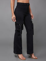 Women's Black Bootcut High Rise Clean look Stretchable Denim Jeans