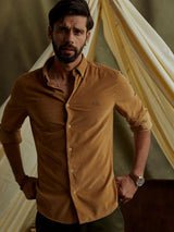 Men's Yellow Casual Regular Fit Solid Full Sleeves Shirt