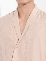 Men's Beige Casual Solid Half Sleeves Shirt