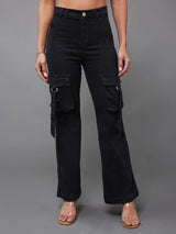 Women's Black Bootcut High Rise Clean look Stretchable Denim Jeans