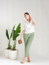 Women's White Casual Solid Regular Fit Three Quarter Sleeves Top