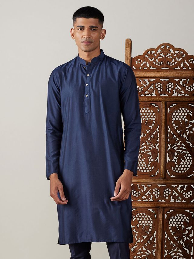 Men's Blue Festive Ethnic Full Sleeves Kurta