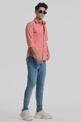 Men's Pink Casual Slim Fit Solid Full Sleeves Shirt