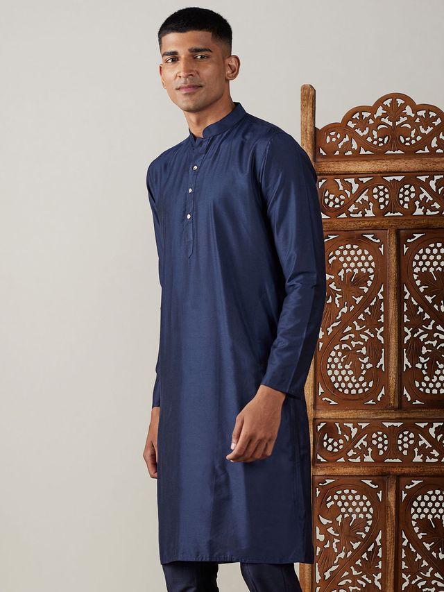 Men's Blue Festive Ethnic Full Sleeves Kurta