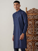 Men's Blue Festive Ethnic Full Sleeves Kurta