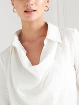 Women's White Casual Solid Regular Fit Three Quarter Sleeves Top