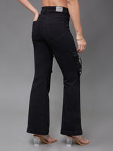 Women's Black Bootcut High Rise Clean look Stretchable Denim Jeans