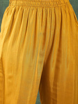 Women's Mustard Kaftan Style Kurta Paired with Solid Ankle Length Trouser