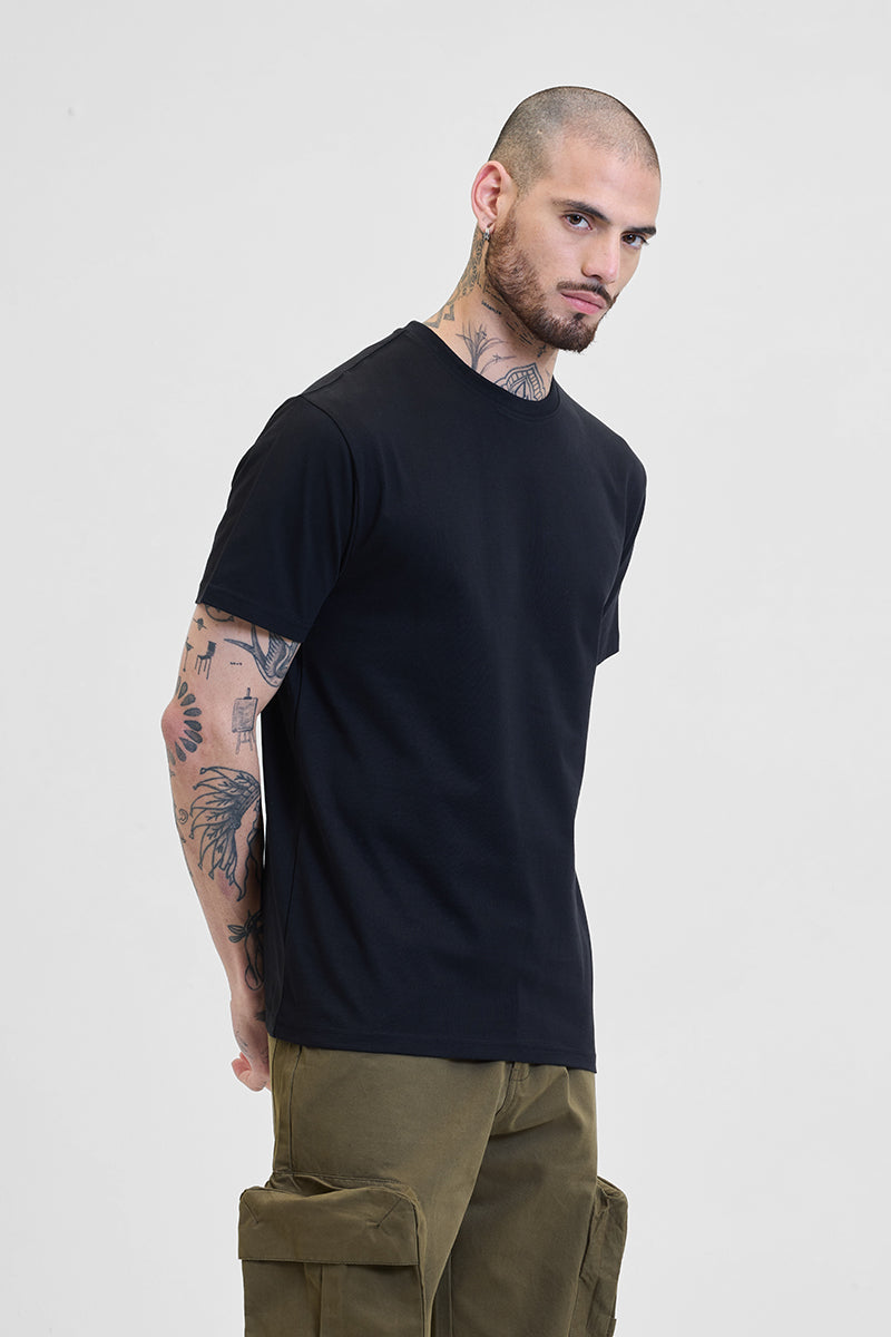 Men's Black Casual Regular Fit Tshirt