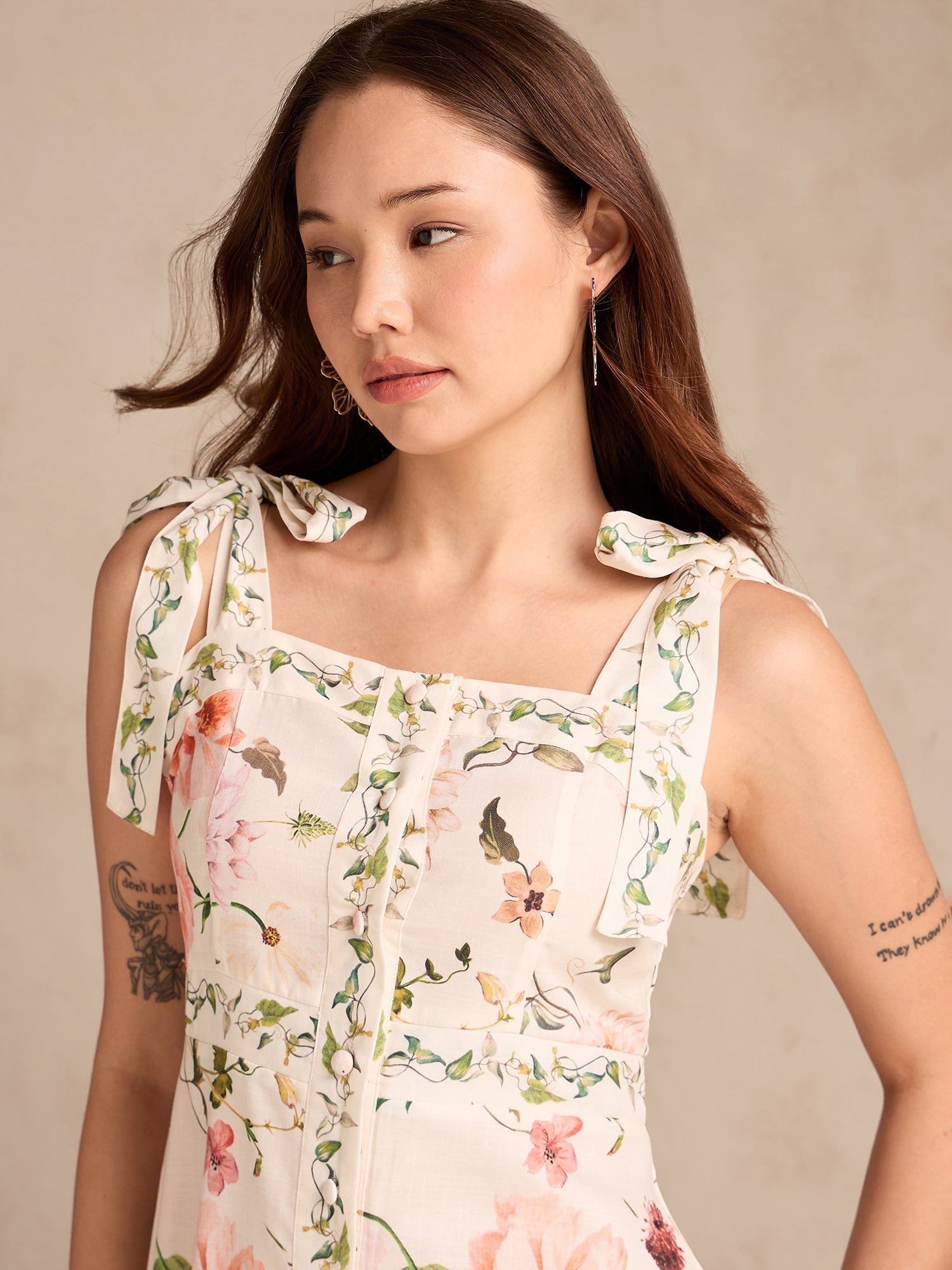 Women's Multicolor A-Line Printed Poly Slub Dress