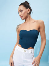 Women's Teal Casual Solid Regular Fit Sleeveless Top