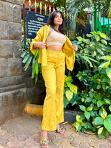 Women's Yellow Linen Two Piece Co-ord Set