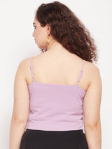 Women's Purple Lace Scoop Neck Crop Top
