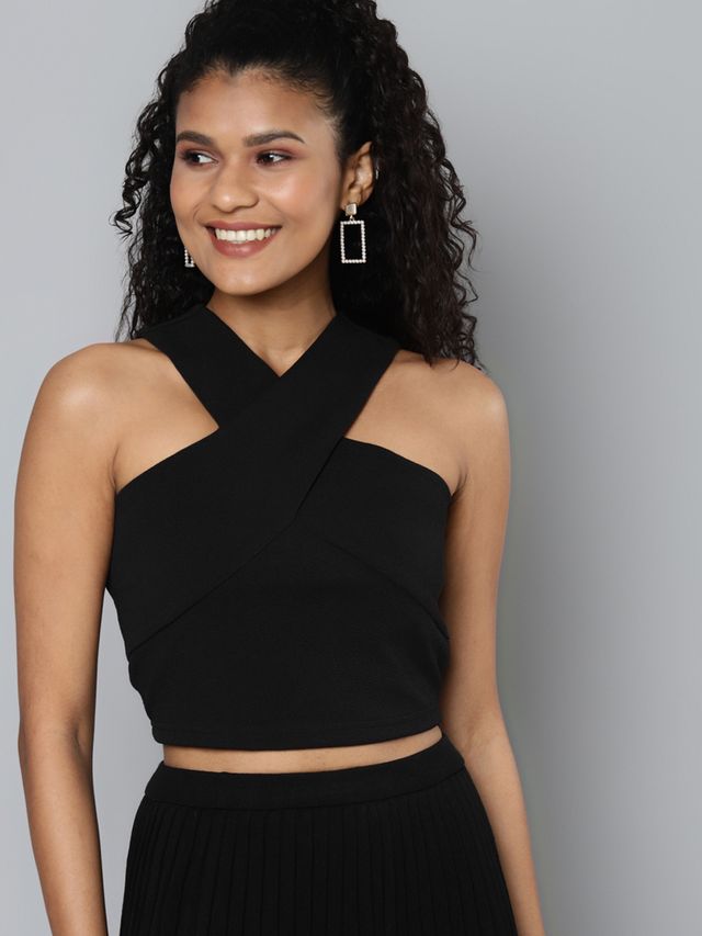 Women's Black Halter Neck Top