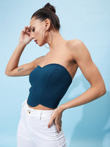 Women's Teal Casual Solid Regular Fit Sleeveless Top