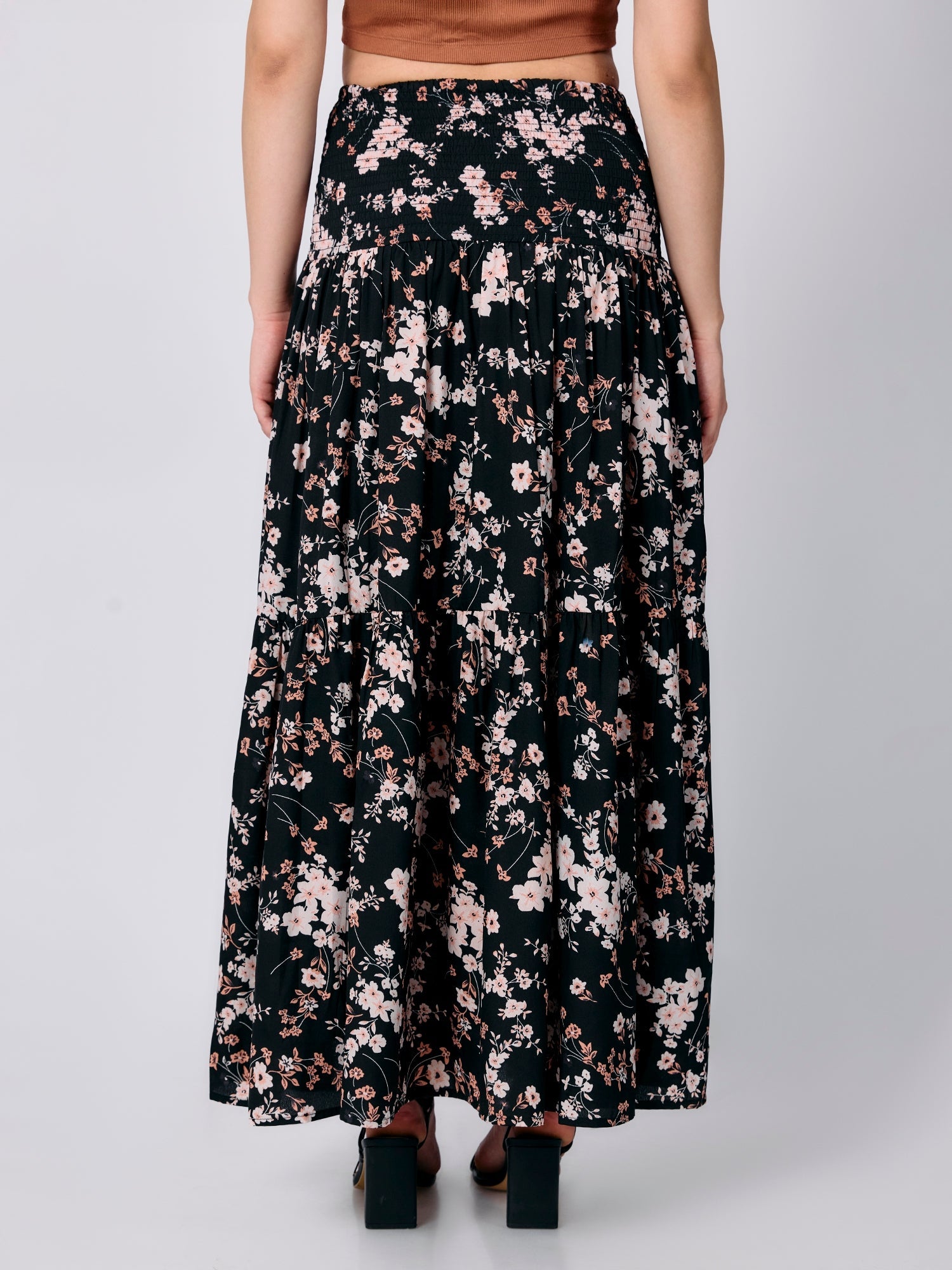 Women's Black Casual A-Line Skirt