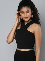 Women's Black Halter Neck Top