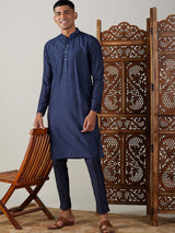 Men's Blue Festive Ethnic Full Sleeves Kurta