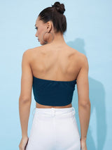 Women's Teal Casual Solid Regular Fit Sleeveless Top