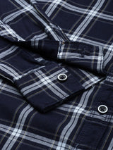 Men's Slim Fit Checkered Full Sleeves Spread Collar Casual Shirt