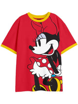 Girls Red Casual Printed Regular Fit Half Sleeves Tshirt