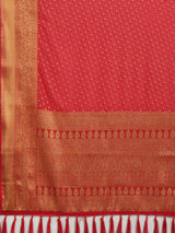 Women's Georgette Red Woven Design Designer Saree with Blouse Piece