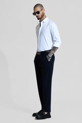 Men's White Party Slim Fit Solid Full Sleeves Shirt