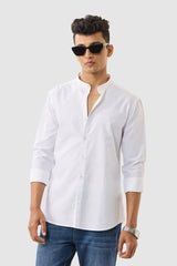 Men's White Casual Slim Fit Solid Full Sleeves Shirt