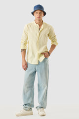 Men's Yellow Casual Slim Fit Solid Full Sleeves Shirt