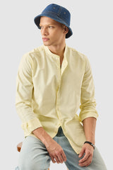 Men's Yellow Casual Slim Fit Solid Full Sleeves Shirt