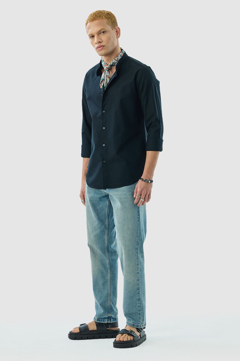 Men's Black Casual Slim Fit Shirt