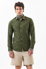 Men's Green Casual Slim Fit Solid Full Sleeves Shirt