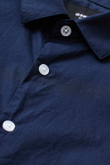 Men's Navy Casual Slim Fit Solid Full Sleeves Shirt