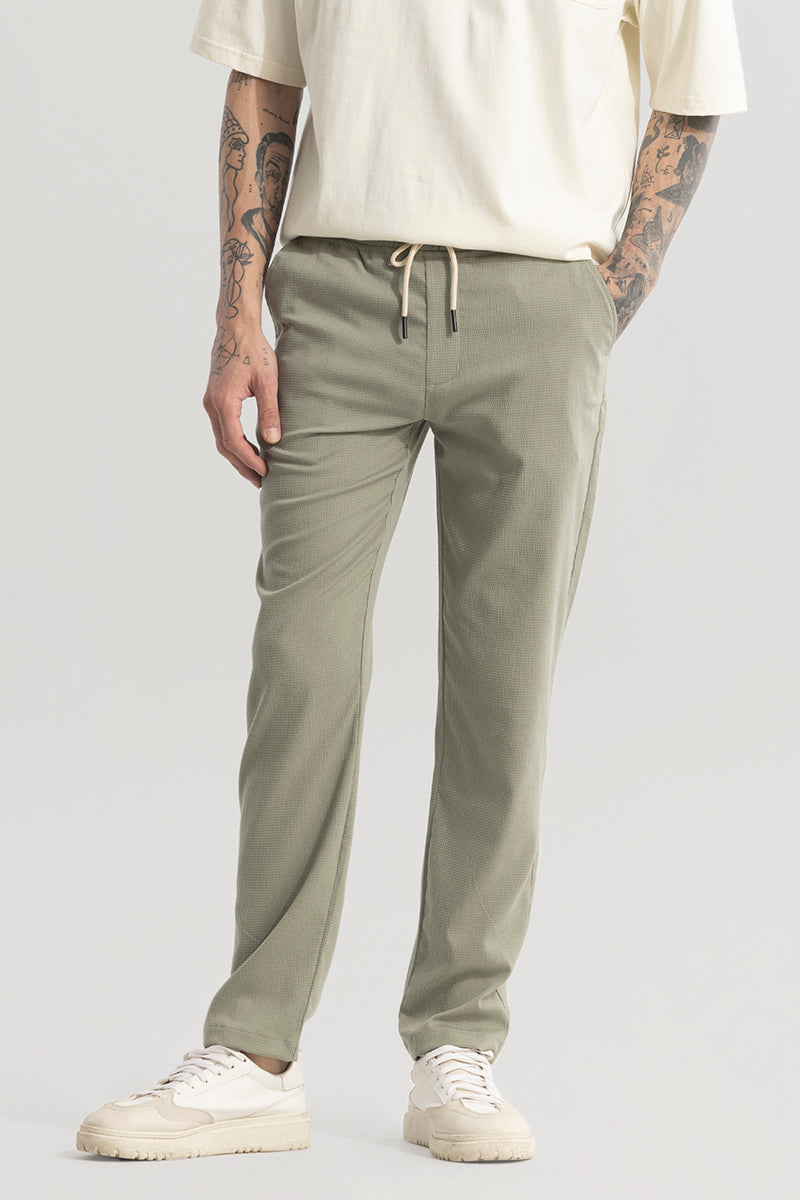 Men's Olive Casual Regular Fit Solid Chinos
