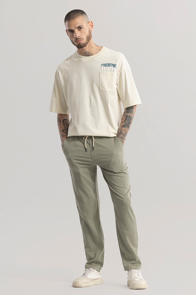 Men's Olive Casual Regular Fit Solid Chinos