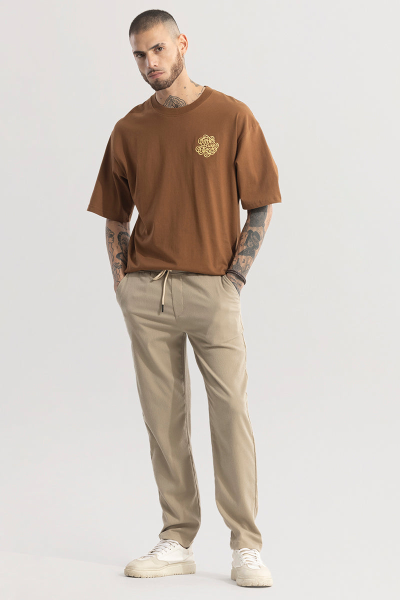Men's Beige Casual Regular Fit Solid Chinos