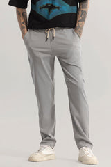 Men's Grey Casual Regular Fit Solid Chinos