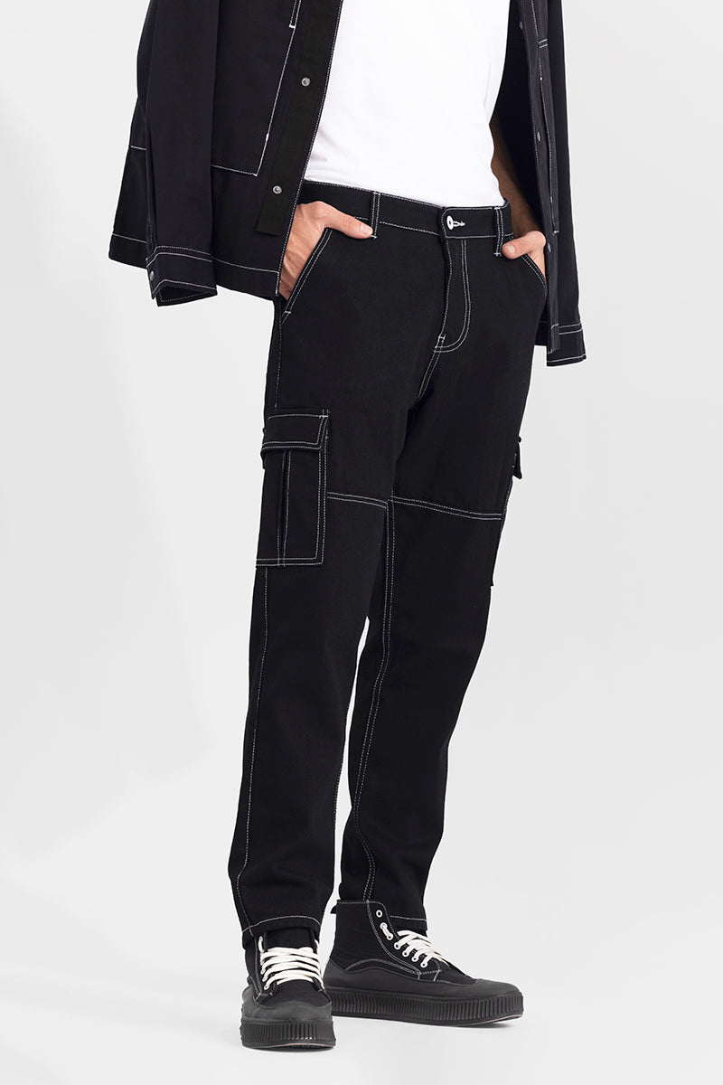 Men's Black Casual Baggy Fit Jeans