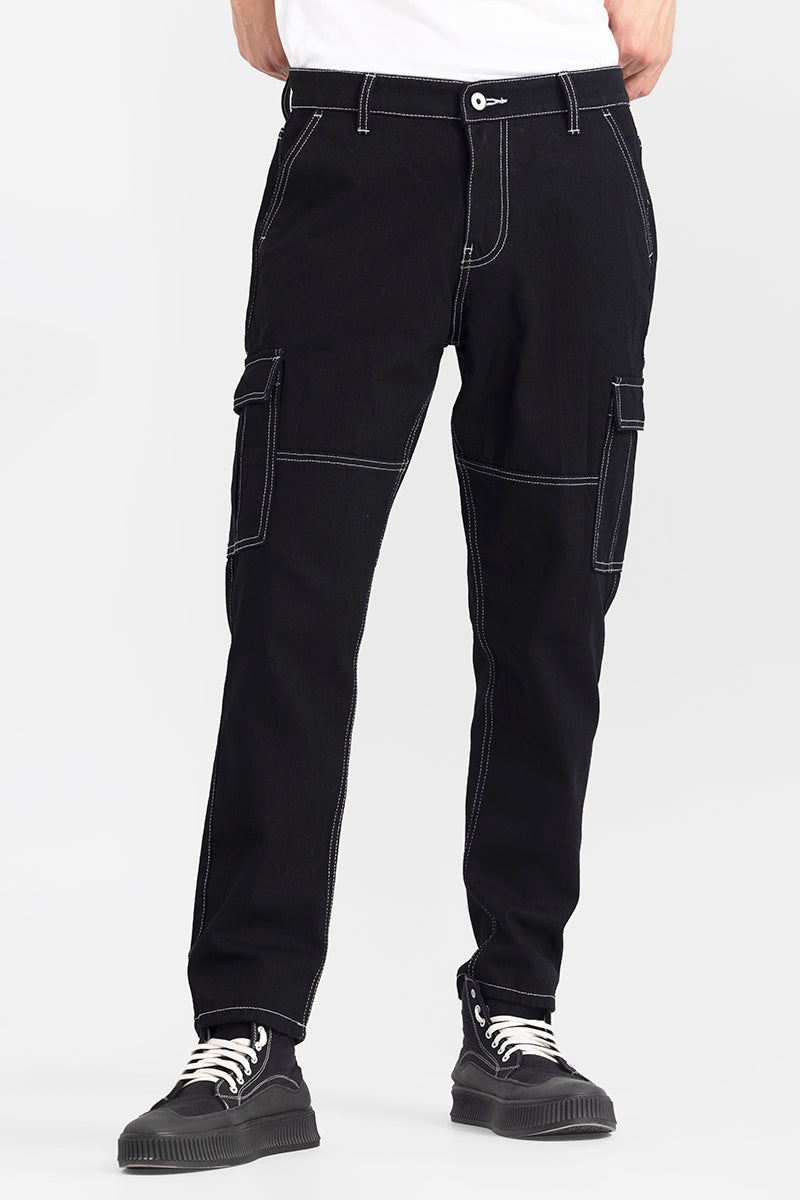 Men's Black Casual Baggy Fit Jeans