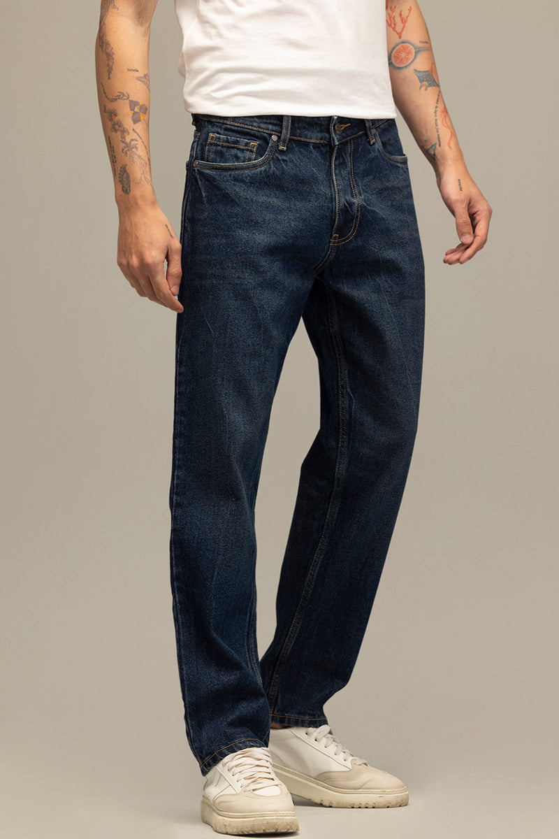 Men's Navy Casual Regular Fit Jeans