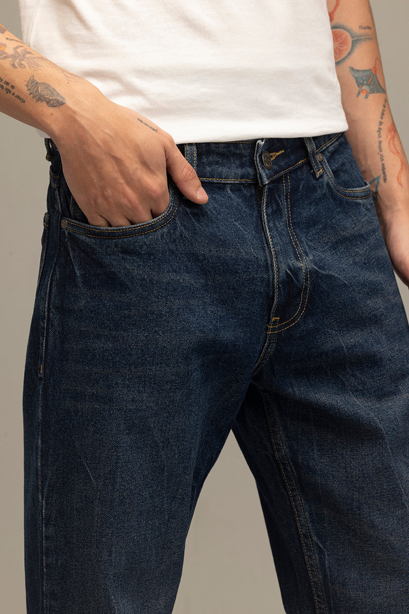 Men's Navy Casual Regular Fit Jeans